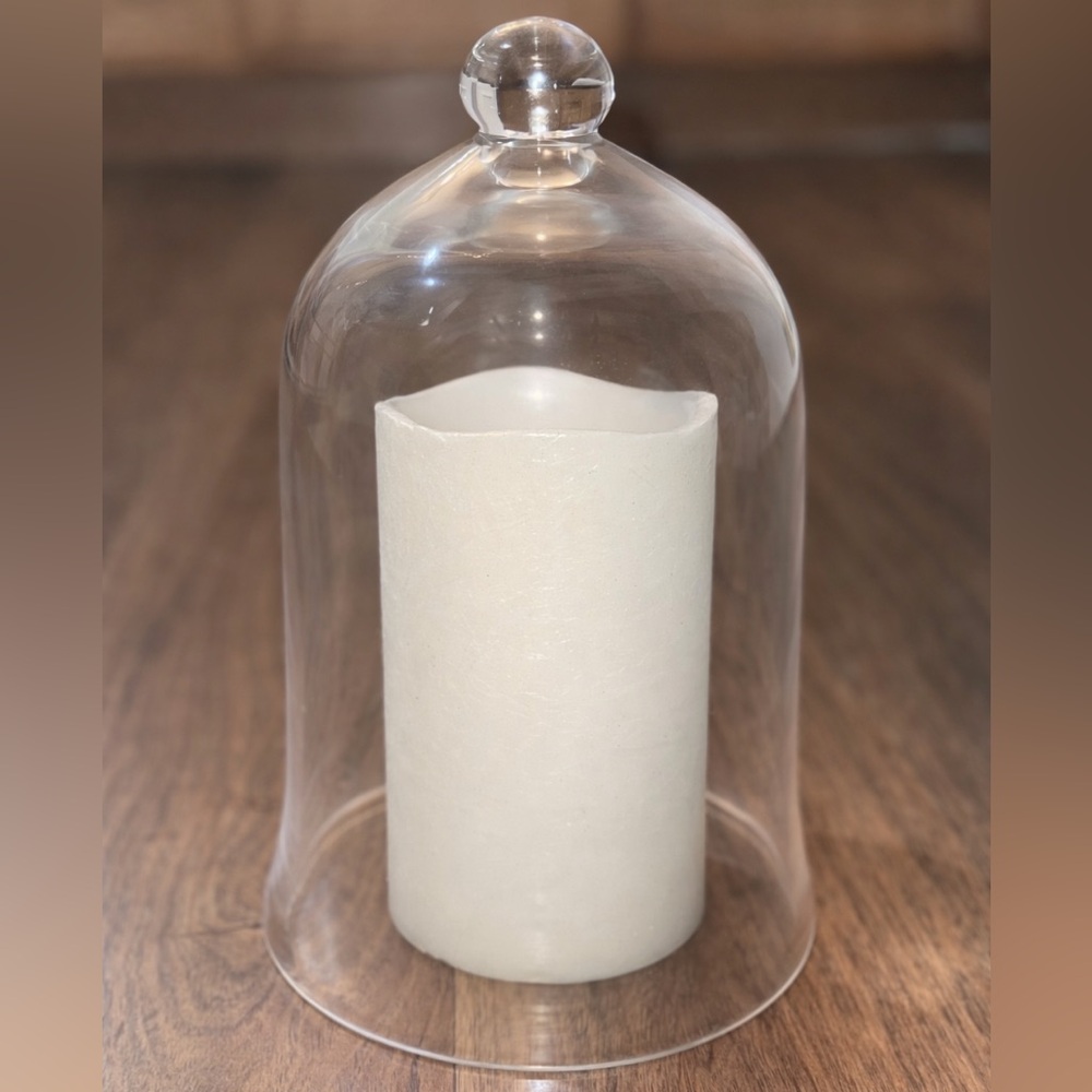 Glass bell jar & battery operated candle